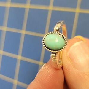 Turquoise Stone Silver Tone Ring